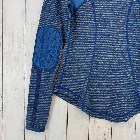 Lululemon Run Slope Stripe Limitless Blue Ice Queen Long Sleeve Shirt Size 4 - Picture 8 of 13